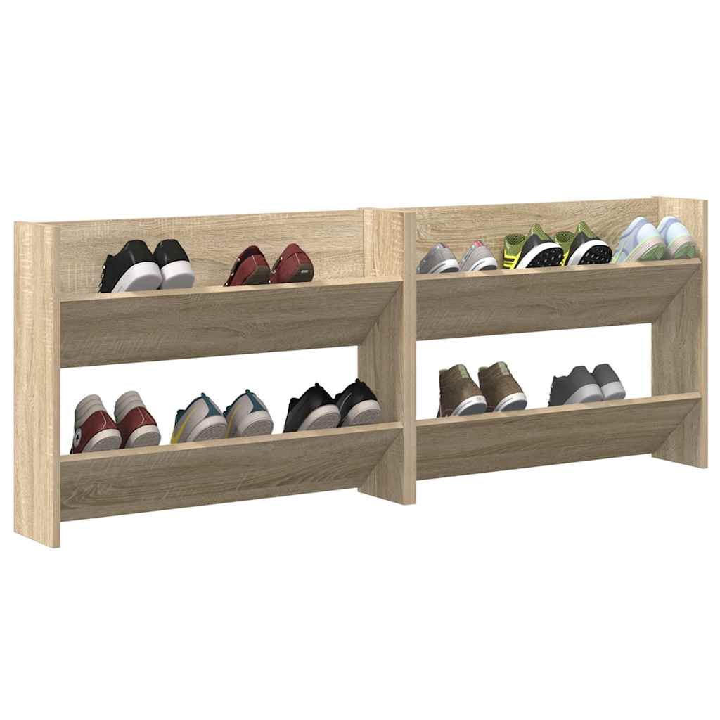 Wand-Schuhschränke 2 Stk. Sonoma-Eiche 80x18x60cm Holzwerkstoff